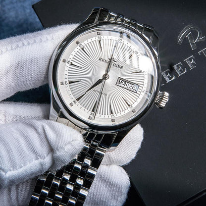 2021 Reef Tiger/RT Luxury Dress Watch for Men Stainless Steel Bracelet Blue Dial Automatic Wrist Watches RGA8232