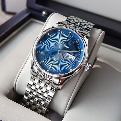 2021 Reef Tiger/RT Luxury Dress Watch for Men Stainless Steel Bracelet Blue Dial Automatic Wrist Watches RGA8232