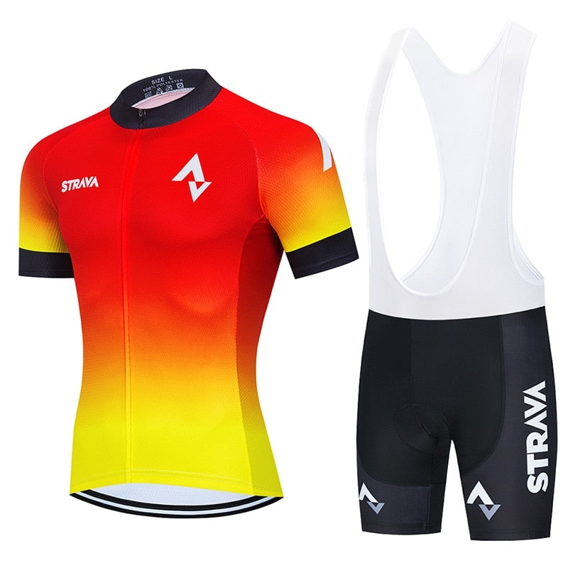 2021 STRAVA Cycling Team Jersey 20D Bike Shorts Set Ropa Ciclismo MenS MTB Summer Pro Bicycling Maillot Bottom Clothing