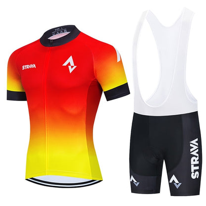 2021 STRAVA Cycling Team Jersey 20D Bike Shorts Set Ropa Ciclismo MenS MTB Summer Pro Bicycling Maillot Bottom Clothing