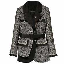 Cargar imagen en el visor de la galería, 2021 Spring New Women Luxury Patchwork Double Breasted Jacket Coat Ladies Casual Outerwear With Belts
