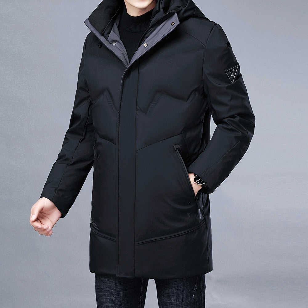 2021 Top Grade Winter Brand Casual Fashion Long Parka 90% White Duck Down Coat Men Windbreaker Jacket With Hooded Mens Clothes