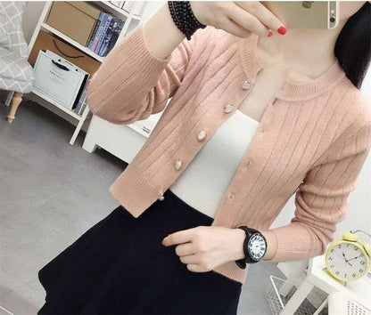 2021 Women's Cardigan Sweaters Short Autumn Winter Sweater Long Sleeve Loose Knitted Cardigan Inner Wear Coat Top Sueters De Mujer