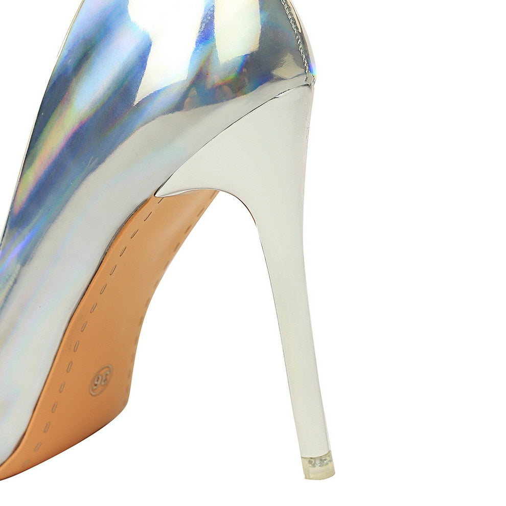 2021 Women 10.5cm High Heels Silver Fetish Pumps Lady Stripper Green Gold Stiletto Wedding Bridal Valentine Scarpin Party Shoes