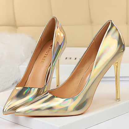2021 Women 10.5cm High Heels Silver Fetish Pumps Lady Stripper Green Gold Stiletto Wedding Bridal Valentine Scarpin Party Shoes