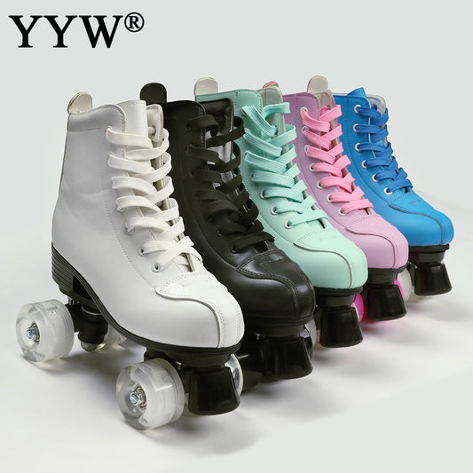 2021 Women & Men 5 Choice Pu Microfiber Roller Skates Skating Shoes Sliding Quad Sneakers Begin Europe Size 2 Row Adult 4 Wheels