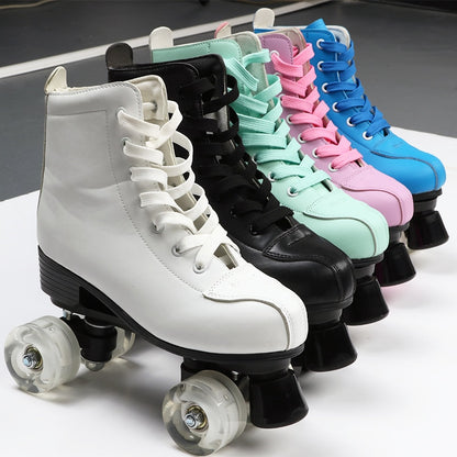 2021 Women & Men 5 Choice Pu Microfiber Roller Skates Skating Shoes Sliding Quad Sneakers Begin Europe Size 2 Row Adult 4 Wheels