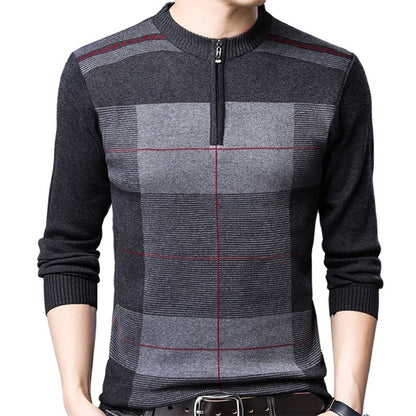 2021 Zipper Thick Warm Winter Striped Knitted Pull Sweater Men Wear Jersey Mens Pullover Knit Mens Sweaters Male Fashions 93003