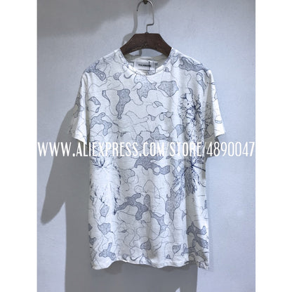 2021 high quality summer map printing T-shirt fashion girl top short sleeve printing T-shirt women's cotton linen T-shirt