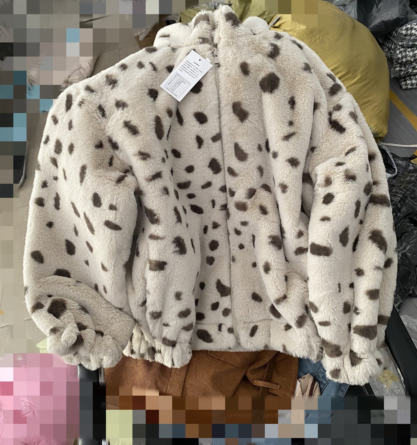 2021 new lamb wool coat female winter Korean version loose twosided wear imitation rabbit leopard fur padded coat