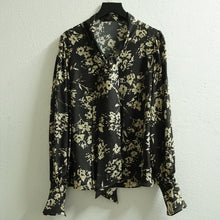 Charger l&#39;image dans la galerie, 2021 Elegant Blouse High Quality 100% Silk Flower Printed Long Sleeve Blouse Top
