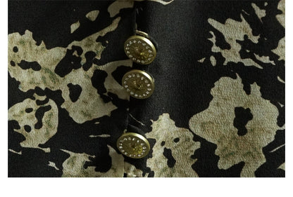 2021 Elegant Blouse High Quality 100% Silk Flower Printed Long Sleeve Blouse Top