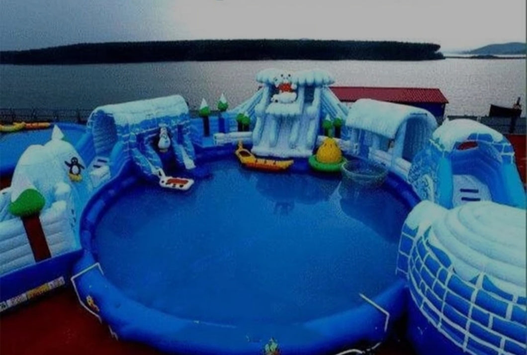 Giant Inflatable Swimming Pool Amusement Park Playground. Slides