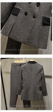 Cargar imagen en el visor de la galería, 2021SS Spring High Quality Women Sequined Tweed Double Breasted Jacket Coat + Casual Long Trouse Pants
