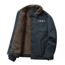 Cargar imagen en el visor de la galería, 2022 Men&#39;s Winter Jacket Coat Plus Velvet Zip Solid Button Casual Long Sleeve Turn-down Collar Woven Winter Thermal Coat Outwear

