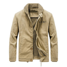 Cargar imagen en el visor de la galería, 2022 Men&#39;s Winter Jacket Coat Plus Velvet Zip Solid Button Casual Long Sleeve Turn-down Collar Woven Winter Thermal Coat Outwear
