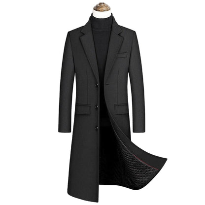 2022 winter over the knee long men's fashion slim wool coat luxury high quality business gentleman youth thick warm wool coat