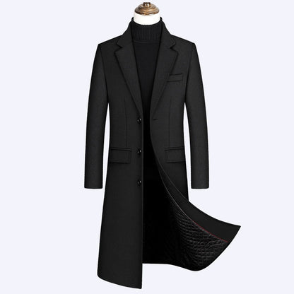 2022 winter over the knee long men's fashion slim wool coat luxury high quality business gentleman youth thick warm wool coat