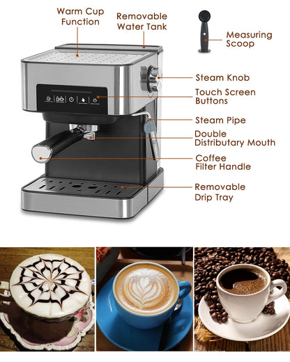 20Bar Espresso Coffee Maker Machine Semi-automatic Coffee Machine Household Italian Coffee Maker With Steam Function