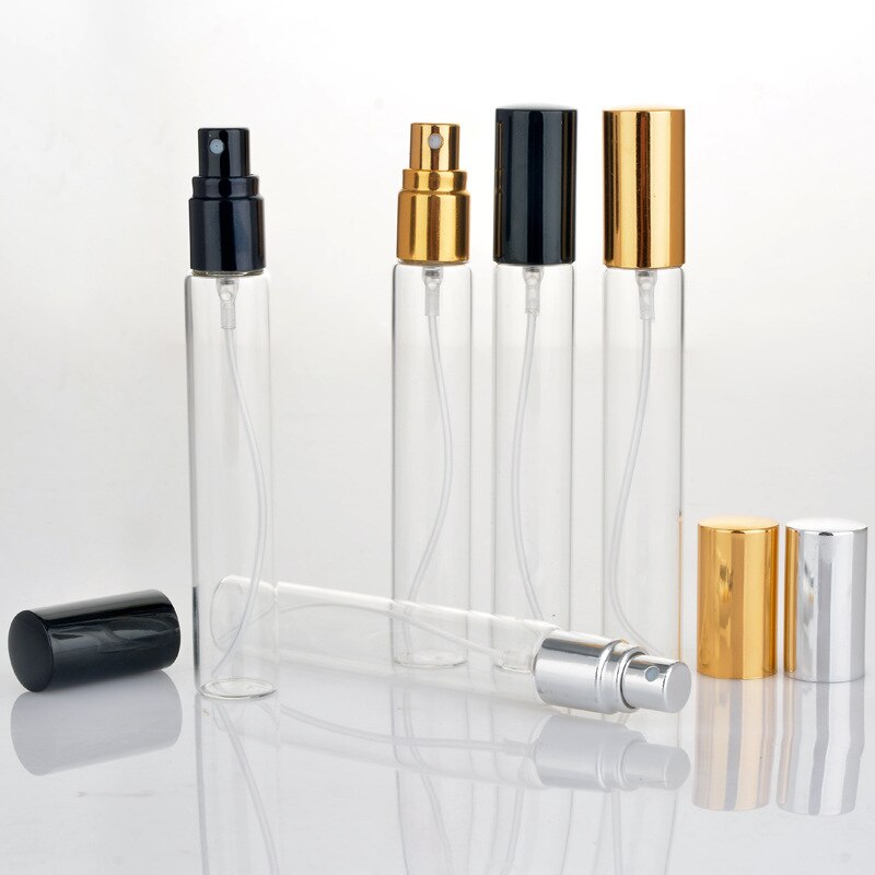 20pcs/lot 5ml 10ml 15ML Portable Glass Refillable Perfume Bottle With Aluminum Atomizer Empty Parfum Case For Traveler