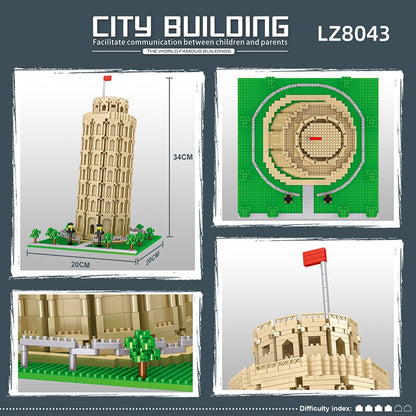 2148 pieces Miniature Building Blocks Leaning Tower of Pisa Model Building Brick World Famous DIY City Street View Building Toy Gift Puzzle