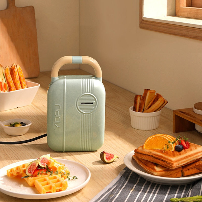 220V Electric Sandwich Maker Waffle Maker Toaster Baking Light Food Machine Kitchen Multifunction Breakfast Machine Sandwichera