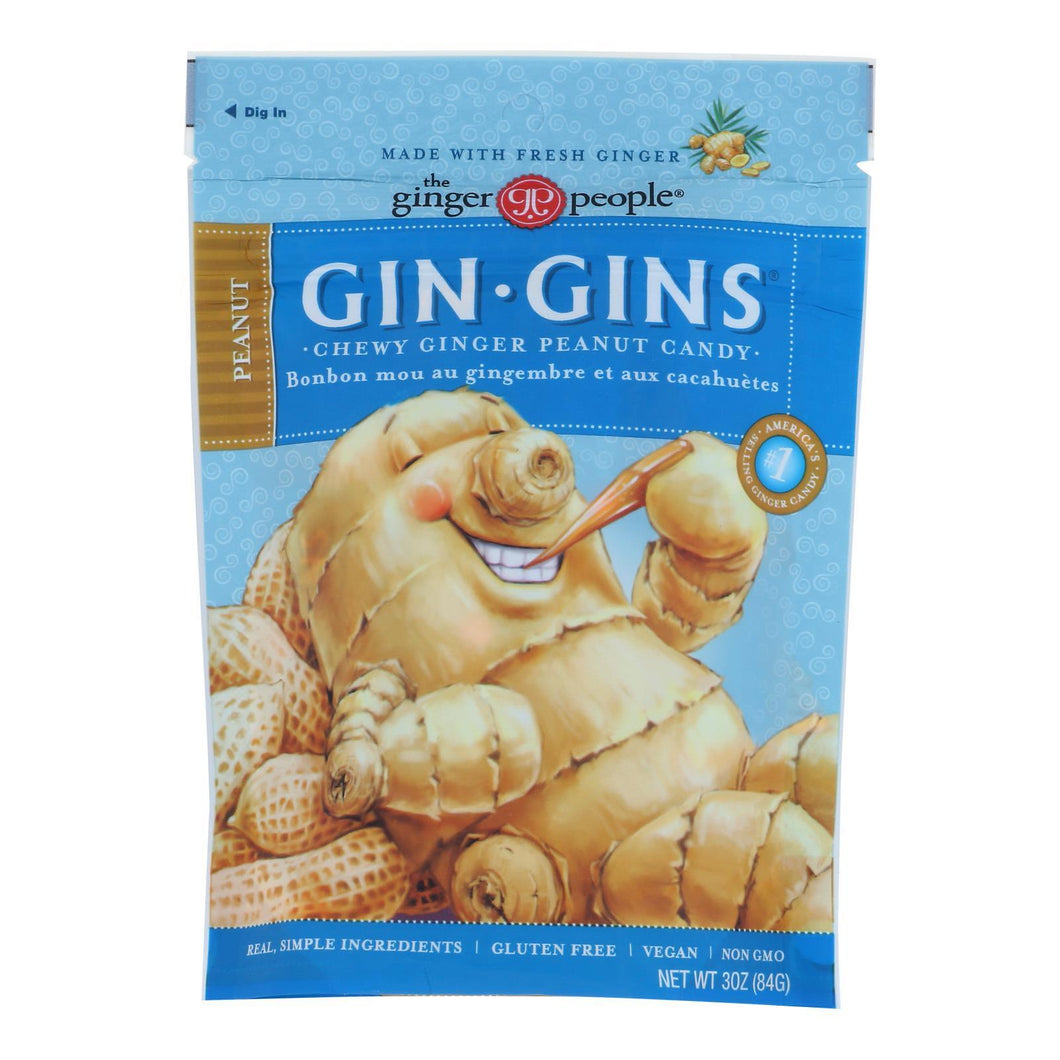 Ginger People Chewy Ginger Candy - Peanut - Case of 12 - 3 oz.