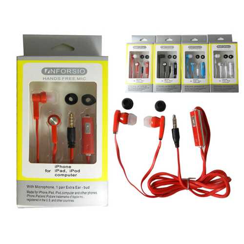Case of [24] Bargain Earbuds with Hands Free Microphone - Assorted - 3.4'