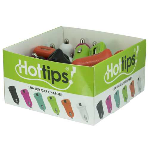 Case of [144] Hottips Tray Pack 1.0A Bullet USB Car Charger