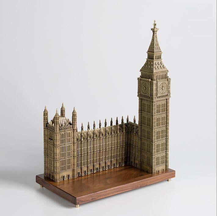 23in Chinese Art Deco Pure Brass London parliament house Big Ben sculpture Decoration Home Furnishings GiftStatue