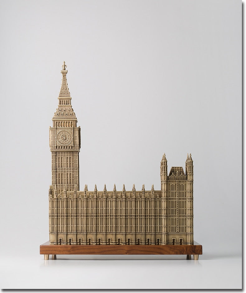 23in Chinese Art Deco Pure Brass London parliament house Big Ben sculpture Decoration Home Furnishings GiftStatue
