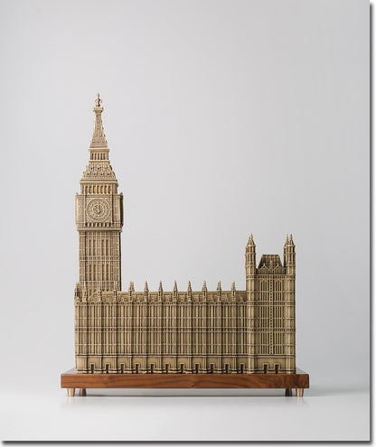 23in Chinese Art Deco Pure Brass London parliament house Big Ben sculpture Decoration Home Furnishings GiftStatue