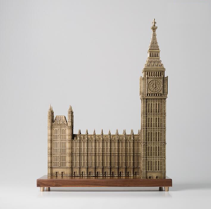 23in Chinese Art Deco Pure Brass London parliament house Big Ben sculpture Decoration Home Furnishings GiftStatue