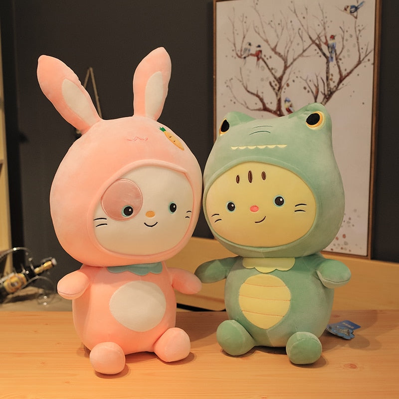 25-45cm Kitty doll cute cat doll transformed into dinosaur Rabbit plush toy pillow doll girl's Day gift