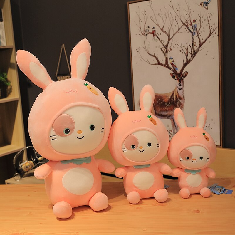 25-45cm Kitty doll cute cat doll transformed into dinosaur Rabbit plush toy pillow doll girl's Day gift