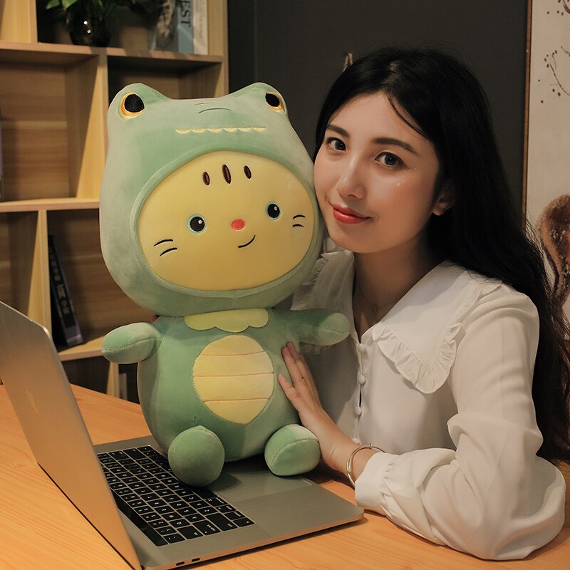 25-45cm Kitty doll cute cat doll transformed into dinosaur Rabbit plush toy pillow doll girl's Day gift