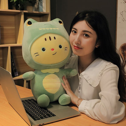 25-45cm Kitty doll cute cat doll transformed into dinosaur Rabbit plush toy pillow doll girl's Day gift