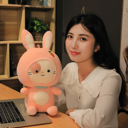 25-45cm Kitty doll cute cat doll transformed into dinosaur Rabbit plush toy pillow doll girl's Day gift