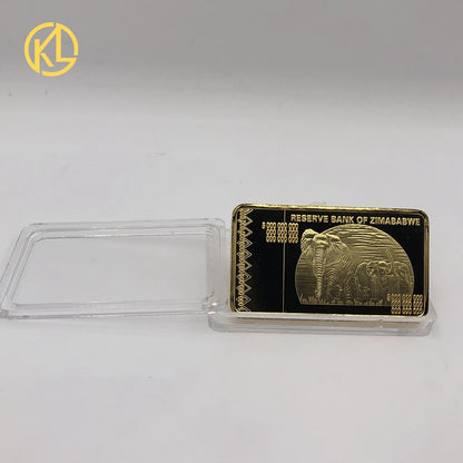 270 Pieces Gold Plated Five Octillion Dollars Zimbabwe Metal Bar With Nice Wooden Box for Gift 270 Pieces