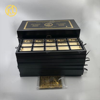 270 Pieces Gold Plated Five Octillion Dollars Zimbabwe Metal Bar With Nice Wooden Box for Gift 270 Pieces