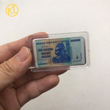 Load image into Gallery viewer, 270pcs One Hundred Trillion Dollars Zimbabwe blue colored silver bar with black box for collection and souvenir gifts
