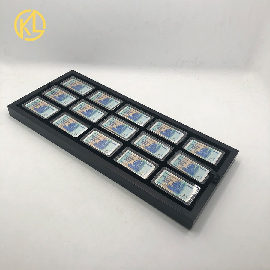 270pcs silver plated colored Metal bar Zimbabw trillion Banknote Coin wooden box set with certificates gold coin bars