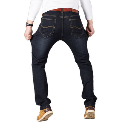 Men's Stretch Straight Jeans Pants Baggy Trousers Fashion Casual Black Blue Denim Male Business Jeans Classic Sizes 28 to 50