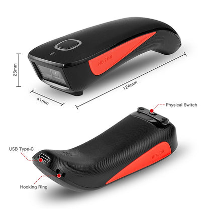 2D Barcode Scanner Wireless Bluetooth QR Code Reader C990 Data Matrix PDF417 for IOS Android Windows Mini Pocket Scanners