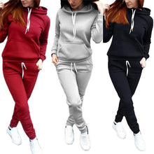 Load image into Gallery viewer, Women&#39;s Hooded Tracksuit. Sweater and Pants. Solid Colours. Tracksuit Sweatshirt Sweat Suit Sweatshirts
