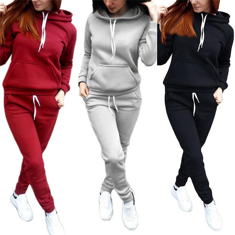 Women's Hooded Tracksuit. Sweater and Pants. Solid Colours. Tracksuit Sweatshirt Sweat Suit Sweatshirts