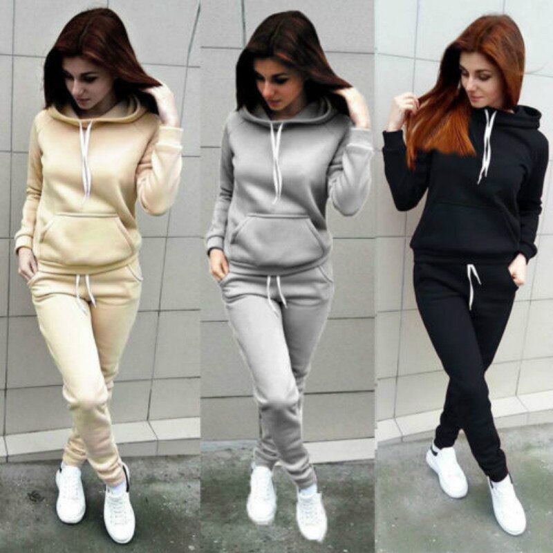 Women's Hooded Tracksuit. Sweater and Pants. Solid Colours. Tracksuit Sweatshirt Sweat Suit Sweatshirts