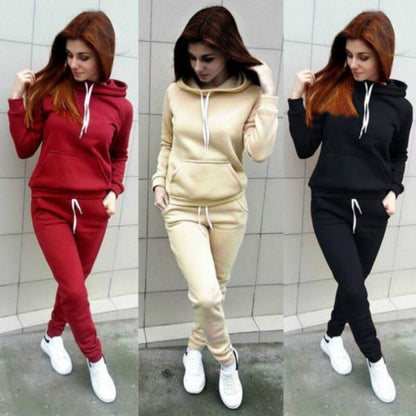 Women's Hooded Tracksuit. Sweater and Pants. Solid Colours. Tracksuit Sweatshirt Sweat Suit Sweatshirts