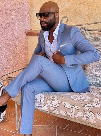 Blue Men's Suit. Wedding Suits Man Tuxedos Slim Fit Notched Lapel Terno
