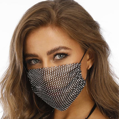2pcs Shiny Rhinestone Mask Face Decor Jewelry Bling Elastic Fashion Jewelry Masks With Face Bandana Party Halloween Cosplay